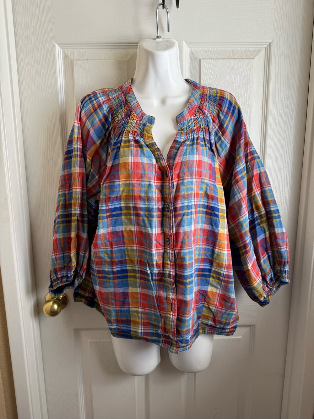 Time and Tru Multicolor Plaid Button-Down Shirt